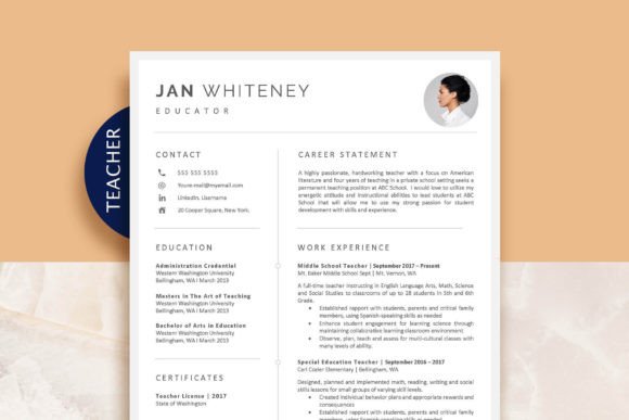 Download Teacher Resume Template with Picture - Premium Resources